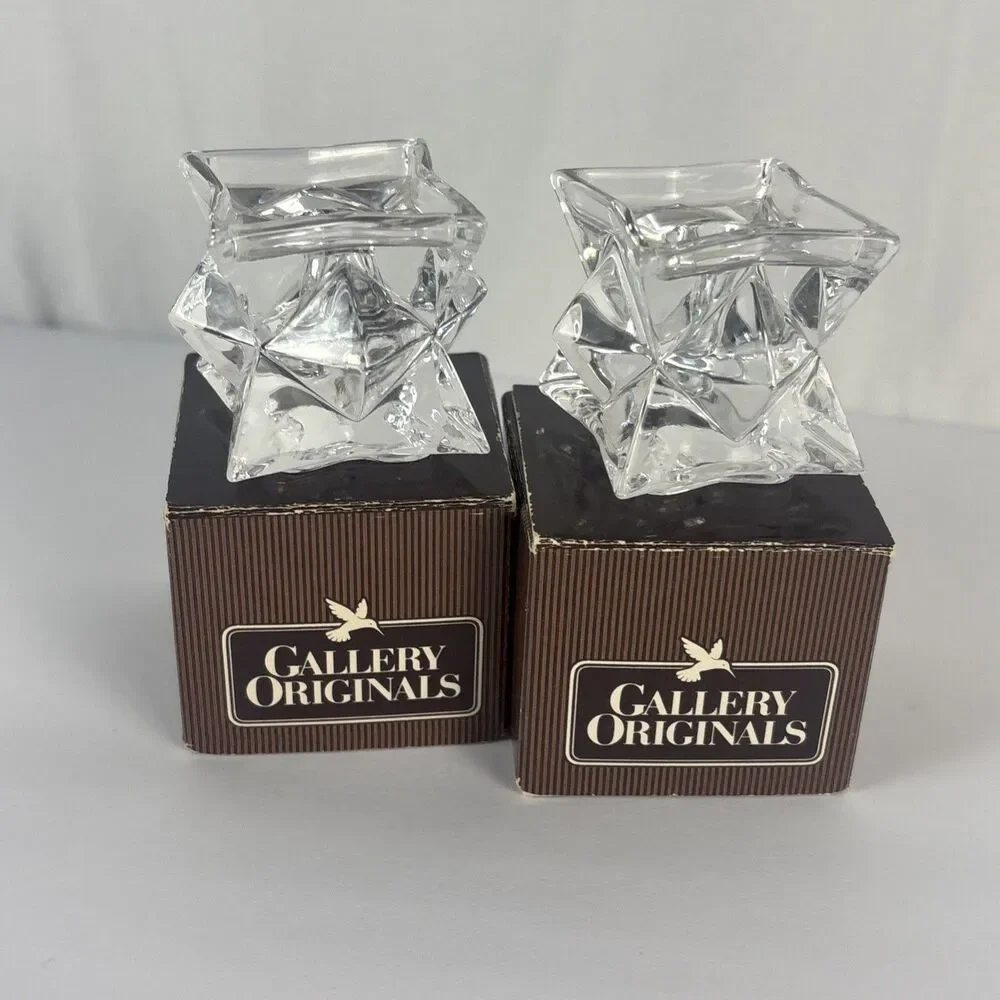 Gallery Originals Stackable Star Lead Crystal Candleholders Set of 2 1.5